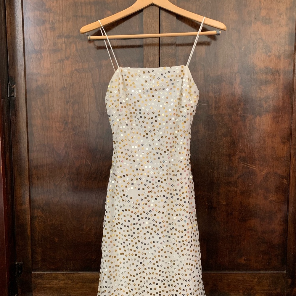 Vintage Rose Taft White Sequined Dress